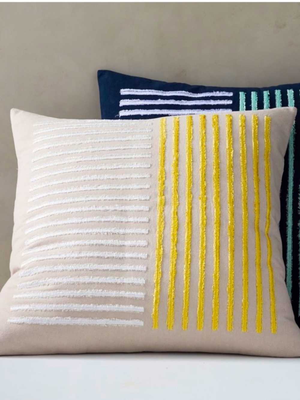 West Elm Embroidered Lines 24 x 24 Pillow Cover